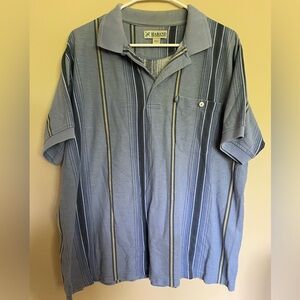 Men's Blue Striped Polo Shirt